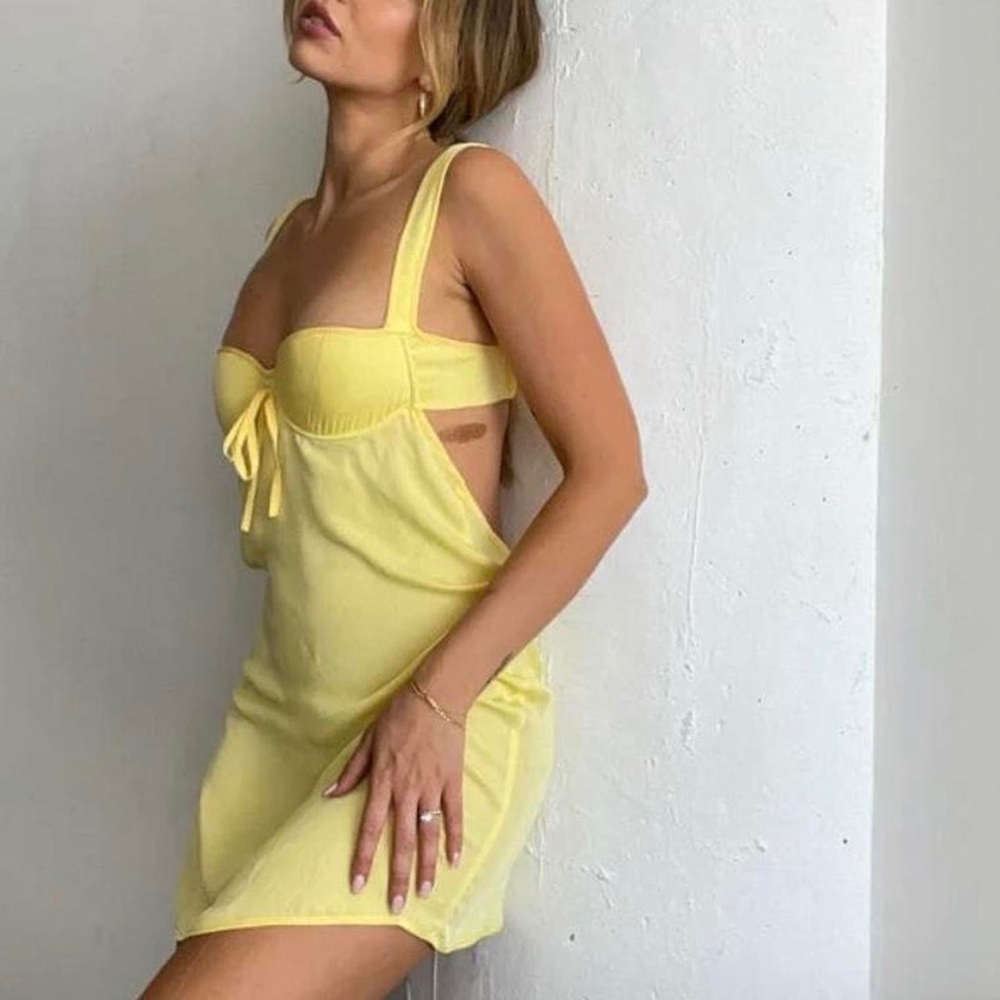 Yellow Rumoured mini dress size medium WITH TAGS